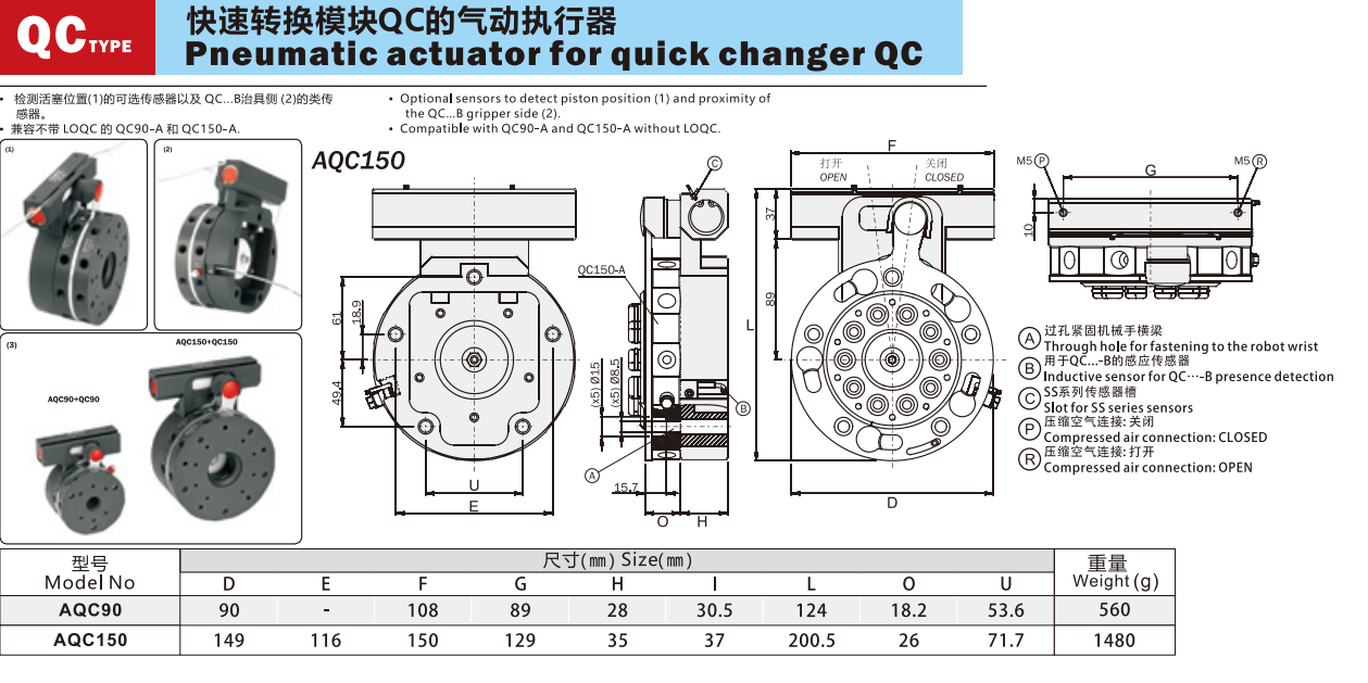 快速转换模块QC的气动执行器